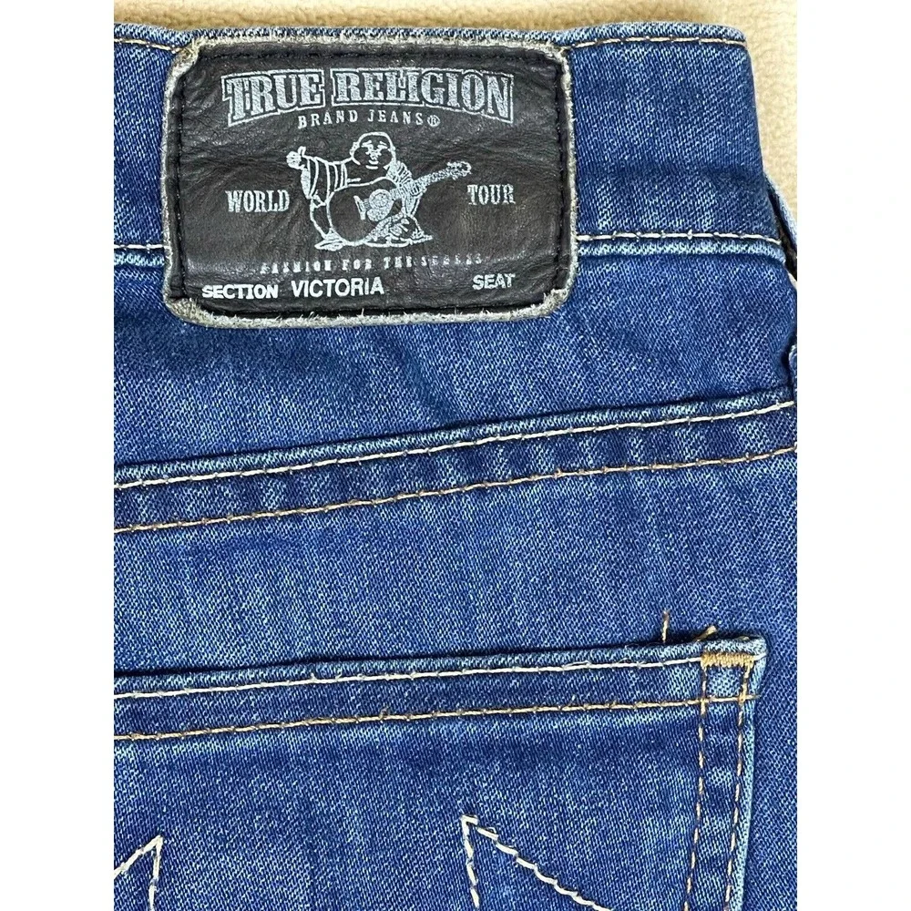 True Religion Victoria‎ Womens 26 Skinny Jeans Stretch Embroidered Regular Fit - Picture 9 of 11